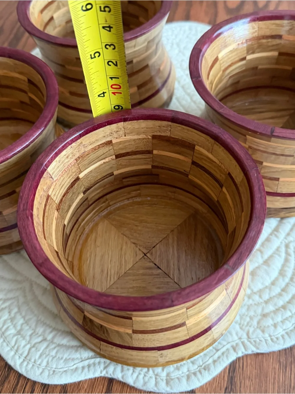 Handcrafted Wooden segmented bowls - Set of 4